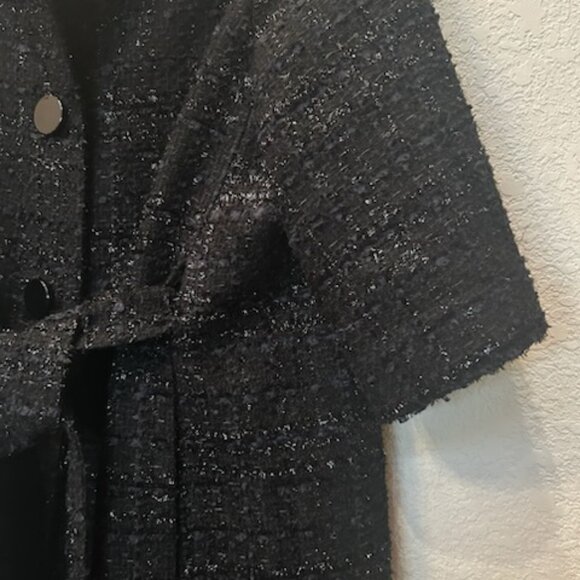 NWT Kate Spade Style Kimono Style Metallic Bouclette Tweed Belted Coat Jacket - Picture 11 of 13